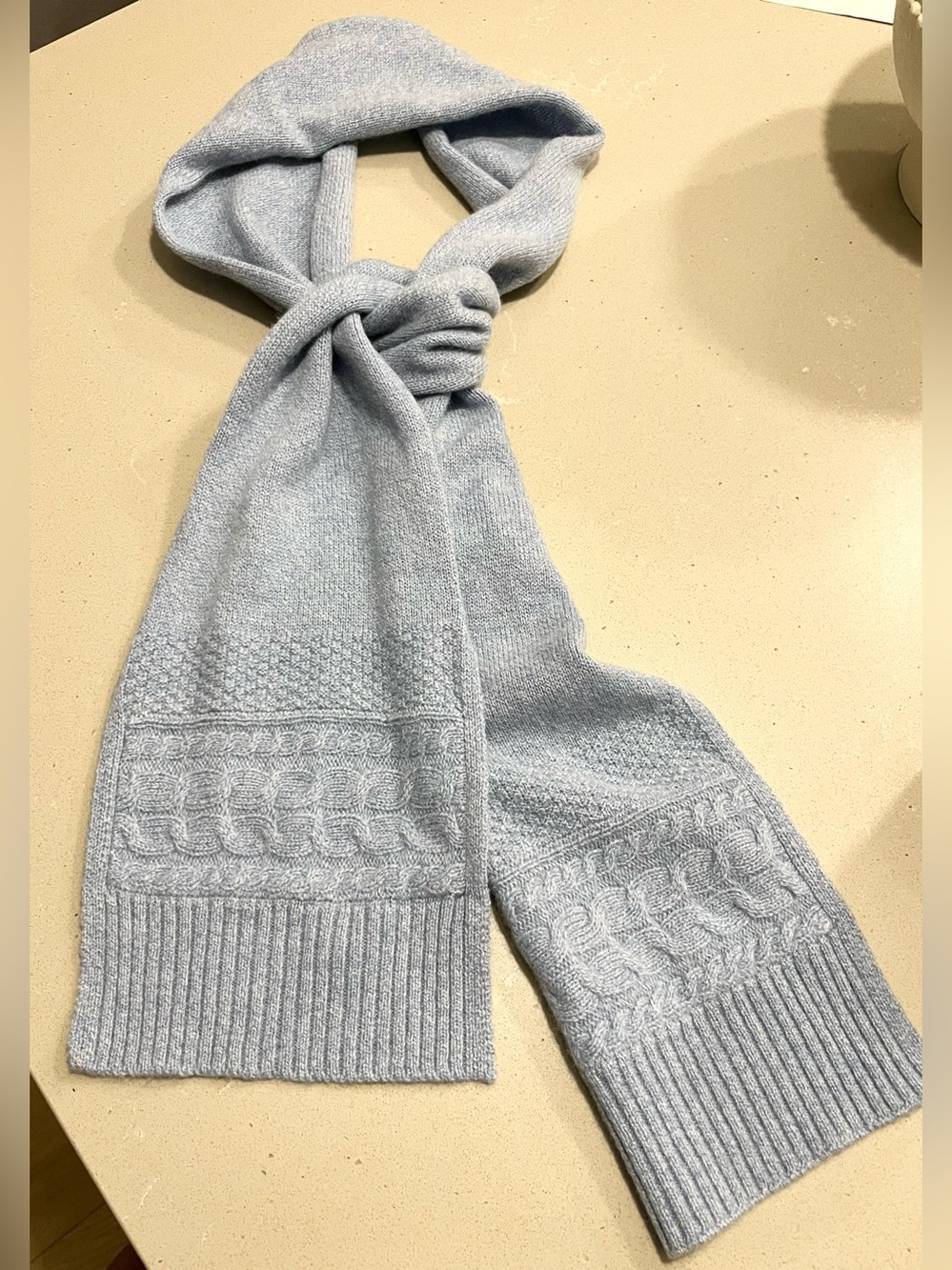 Talbots Women's Cozy Light Blue Cable Knit Winter Scarf